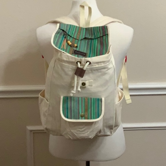 Jansport BREAKTOWN Backpack Ivory/Green stripe - Picture 7 of 14